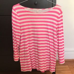 J. Crew pink and white striped shirt